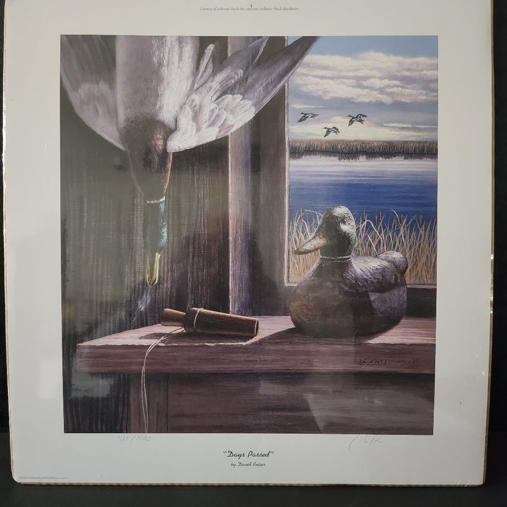 Vintage Duck Print Called Days Past Signed by David Reiser Courtesy of Anheuser-